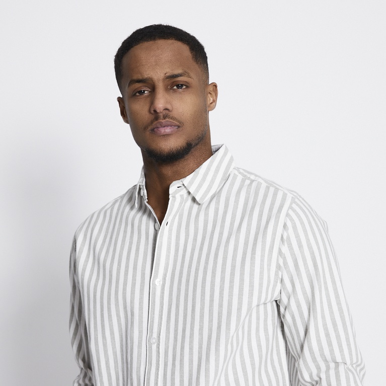 Linen blend shirt "Lucas Stripe" Light Green
